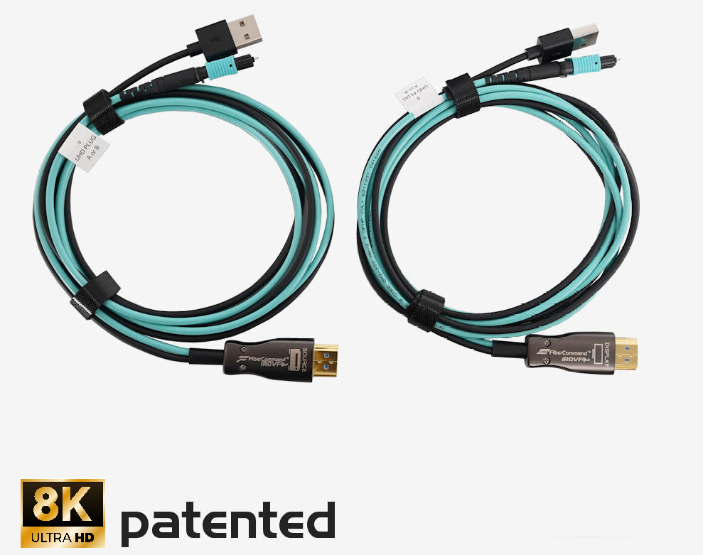 8K FiberPlugs HDMI 2.1 sobre o kit de extensão de fibra óptica MPO